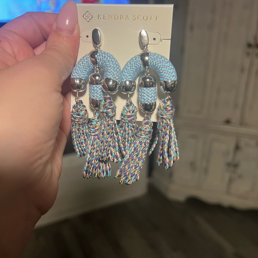 Kendra Scott Blue and Silver Tassel Earrings - Picture 2 of 2